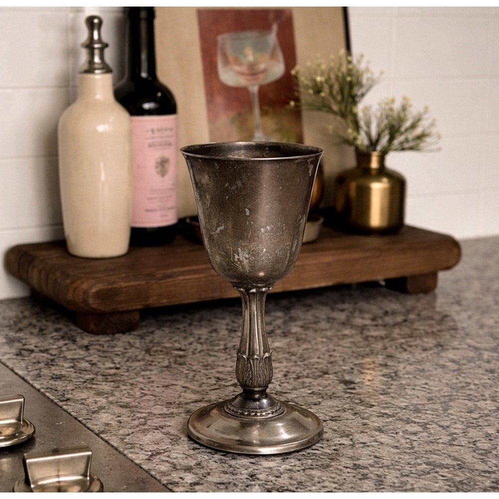 Vintage Suffolk Silversmiths Silver Plated Wine Goblet Heavy Stem